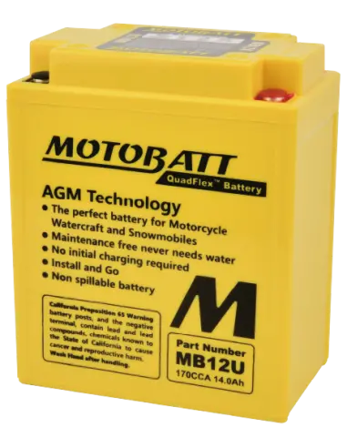 Batería Motobatt MB12U AGM 12V 14Ah para motocicletas | Iguana Custom