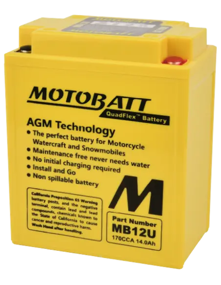 Motobatt MB12U AGM Battery 12V 14Ah for Motorcycles | Iguana Custom