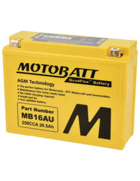 Batería Motobatt MB16AU AGM QUADFLEX 12V 20.5Ah para moto