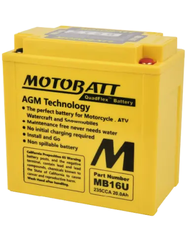 Motobatt MB16U AGM QUADFLEX 12V 20Ah Motorcycle Battery | Iguana Custom