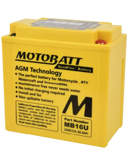 Batterie Motobatt MB16U AGM QUADFLEX 12V 20Ah moto | Iguana Custom