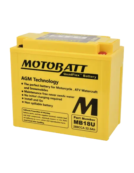 Batterie Motobatt MB18U AGM QUADFLEX 12V 23.9Ah pour Moto