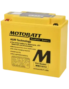 Batería Motobatt MB51814 AGM QuadFlex 12V 20Ah para motos