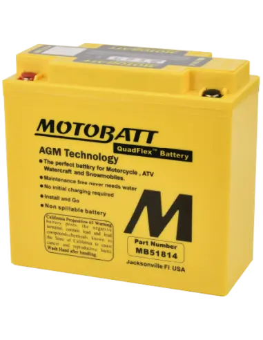 Bateria Motobatt MB51814 AGM QuadFlex 12V 20Ah para motos