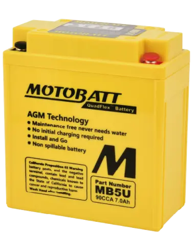 Motobatt MB5U AGM QuadFlex Battery 12V 7Ah | Iguana Custom