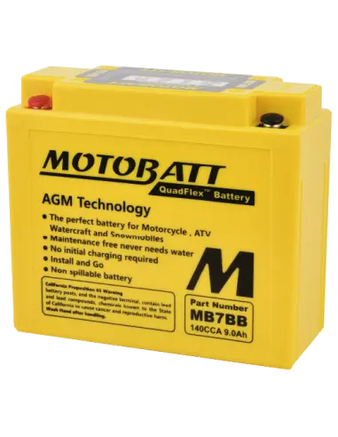 Bateria Motobatt MB7BB AGM QUADFLEX 12V 9Ah para motocicleta