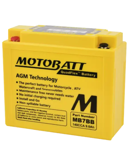 Motobatt MB7BB AGM QUADFLEX 12V 9Ah Motorcycle Battery