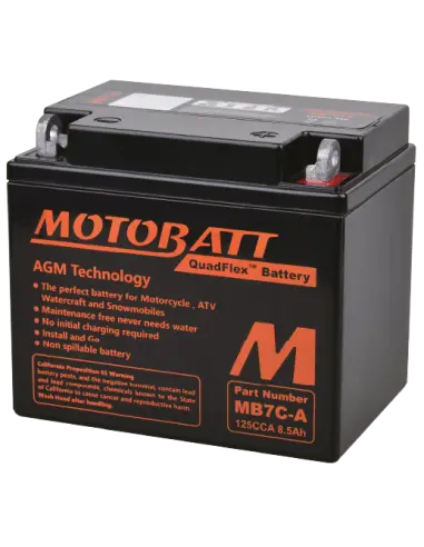 Batteria Motobatt MB7CA AGM QUADFLEX 12V per motociclette | Iguana Custom