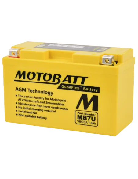 Motobatt MB7U AGM Quadflex 12V 7Ah Motorcycle Battery