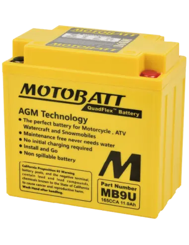 Bateria Motobatt MB9U AGM Quadflex 12V 11Ah para motocicleta