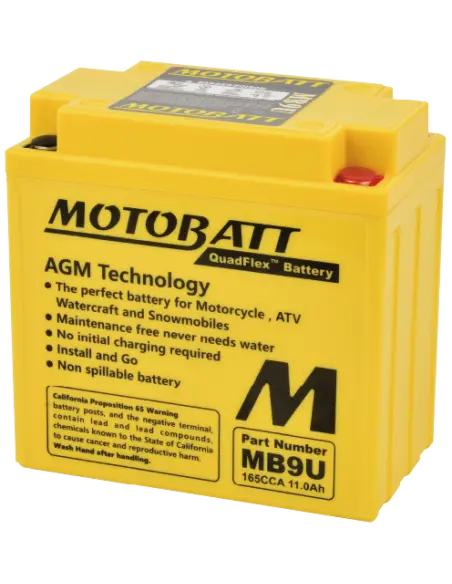 Batteria Motobatt MB9U AGM Quadflex 12V 11Ah per moto