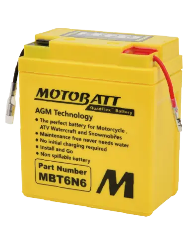 Motobatt MBT6N6 AGM Quadsflex 6V 6Ah Motorcycle Battery
