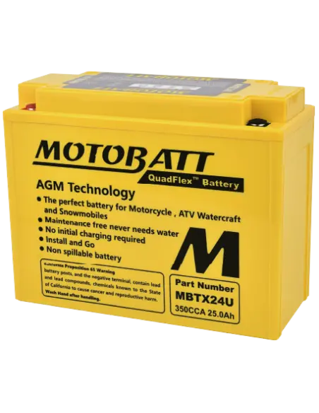 Batería Motobatt MBTX24U AGM 12V 25Ah para moto – Calidad y potencia
