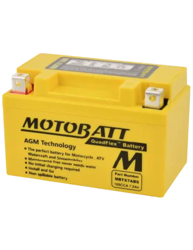 Batteria Motobatt MBTX7ABS AGM QUADFLEX 12V 7Ah per moto