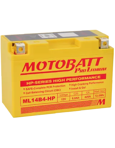 Batería Motobatt ML14B4HP Lithium HP 12V 6Ah para Motos Custom