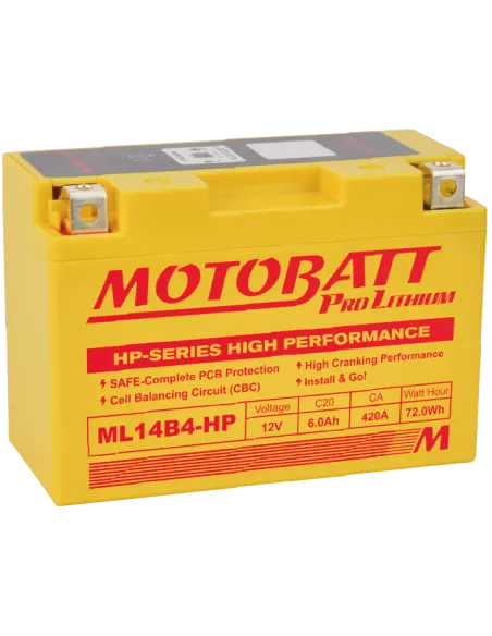 Batería Motobatt ML14B4HP Lithium HP 12V 6Ah para Motos Custom