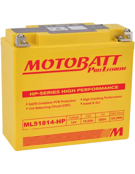 Batterie Motobatt ML51814HP Lithium HP 12V 10Ah pour motos