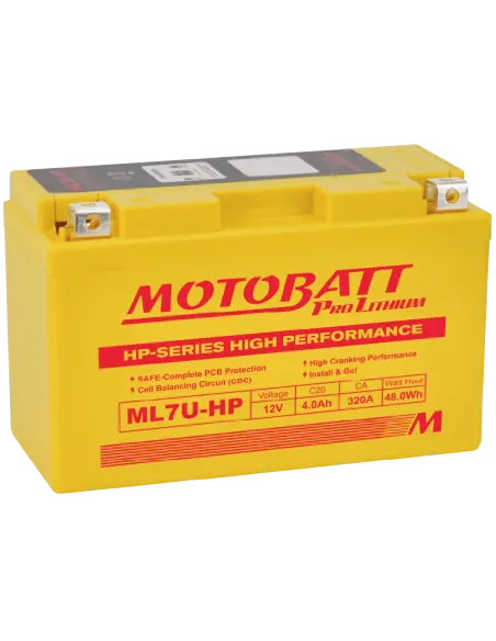 Batterie Motobatt ML7UHP Lithium 12V 4Ah pour Moto | Iguana Custom