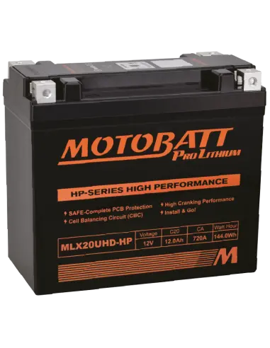 Batería Motobatt MLX20UHDHP Lithium 12V 12Ah para motocicletas | Iguana Custom