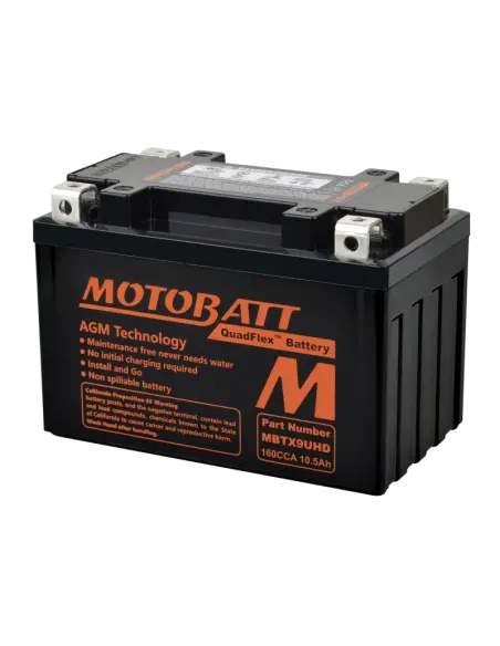 Batterie Motobatt MBTX9UHD AGM QuadFlex 12V 10.5Ah pour moto