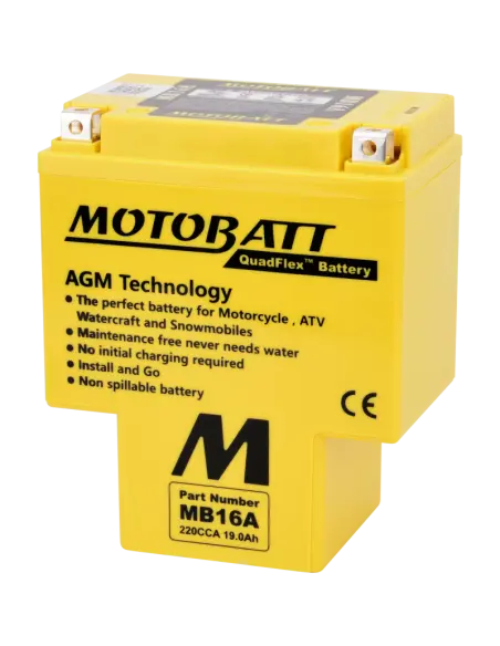 Motobatt MB16A AGM Quadaflex 12V 20Ah Motorcycle Battery