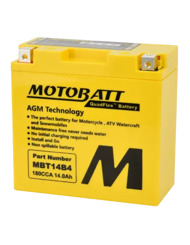 Motobatt MBT14B4 AGM QUADFLEX Battery 12V 14Ah for Motorcycles