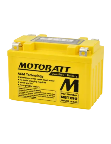 Batteria Motobatt MBTX9U AGM QUADFLEX 12V per moto | Iguana Custom