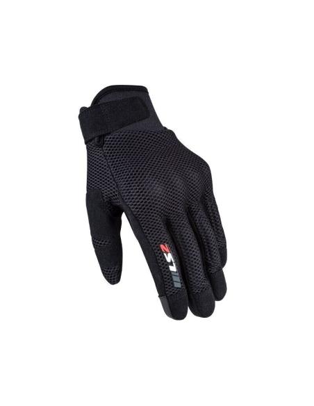 LS2 RAY BLACK SUMMER GLOVES-HOMOLOGATED