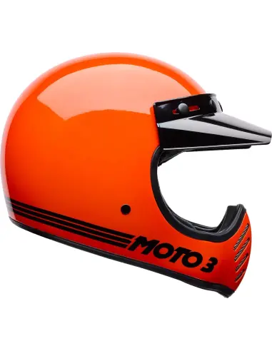 Bell Moto-3 Classic Helmet Gloss Orange ECE 22.06 | Retro Racing Style