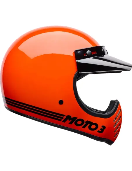 Casque Bell Moto-3 Classic Orange Brillant ECE 22.06 | Style Rétro Racing