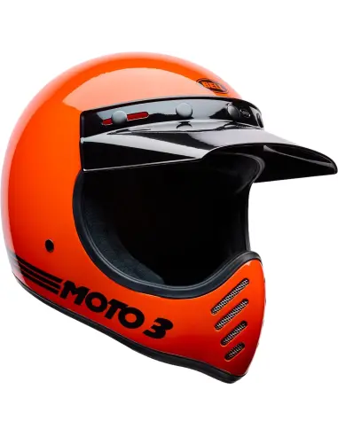 Capacete Bell Moto-3 Classic Laranja Brilhante ECE 22.06 | Estilo Retro Racing
