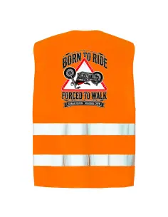 Chaleco Naranja Reflectante Moto Born to Ride | Iguana Custom
