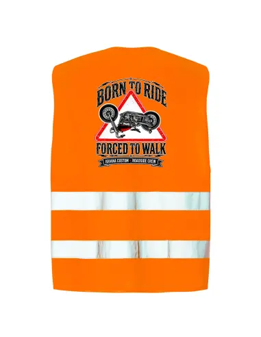 Gilet Arancione Riflettente Moto Born to Ride | Iguana Custom