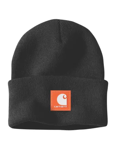 Bonnet Beanie Carhartt Noir et Orange | Iguana Custom