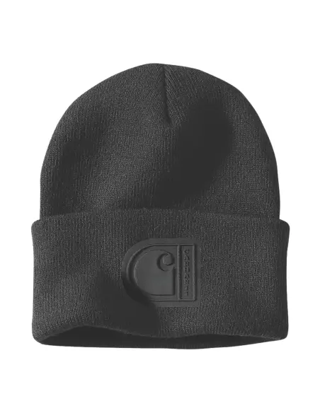 Black Carhartt Patch Beanie with Embroidered Logo