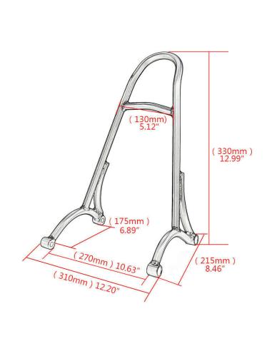 SISSY BAR LOW BAR GLOSS BLACK FOR SPORTSTER 2004 ONWARDS