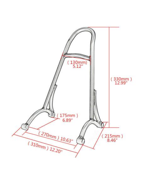 SISSY BAR LOW BAR GLOSS BLACK FOR SPORTSTER 2004 ONWARDS