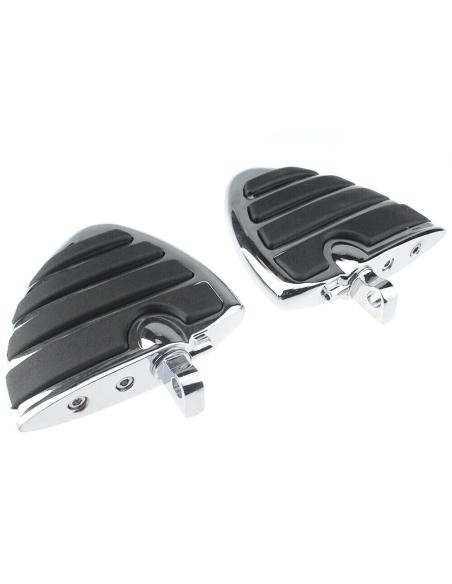 Plataformas Cromadas Com Borrachas Estilo Vento Para Harley