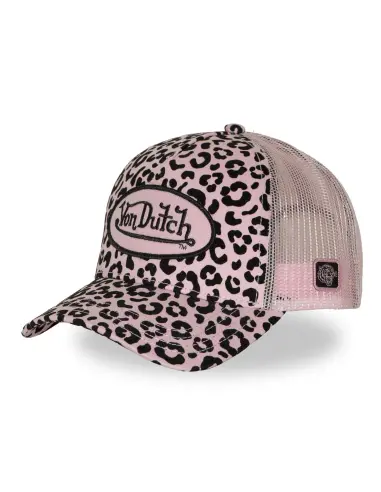 Casquette Von Dutch Leopard Velours Rose
