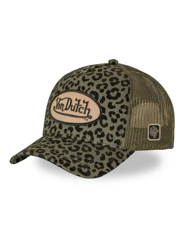 Casquette Von Dutch Leopard Velours Khaki