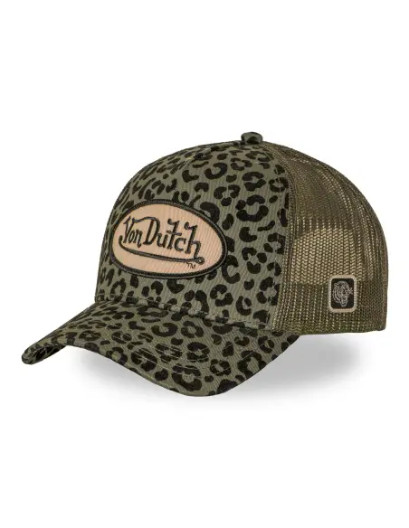 Casquette Von Dutch Leopard Velours Khaki