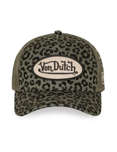 Casquette Von Dutch Leopard Velours Khaki