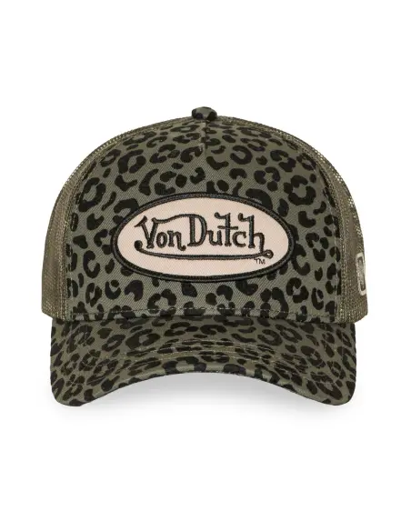 Von Dutch Leopard Velours Khaki Cap