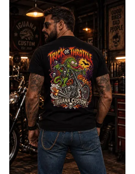 Camiseta Halloween Trick or Throttle | Iguana Custom