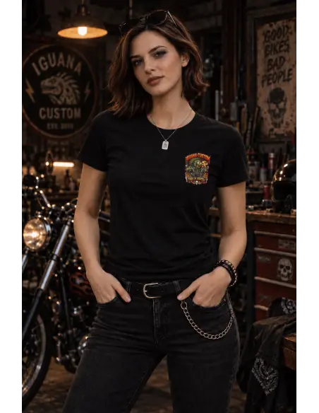 Camiseta Mulher Halloween Trick or Throttle | Iguana Custom