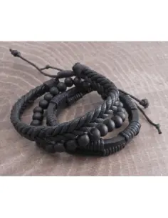 Bracciali Amigaz Neri in Corda Pack 3