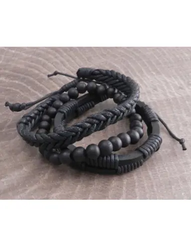 Pulseiras Amigaz Pretas de Corda Pack 3