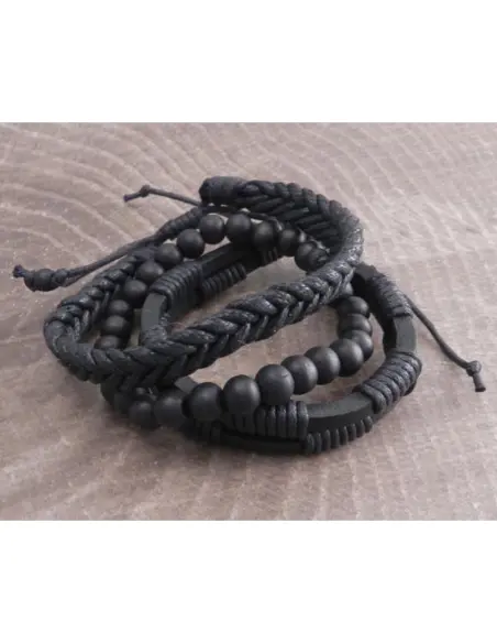 Bracciali Amigaz Neri in Corda Pack 3