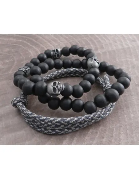 Conjunto de Pulseiras Amigaz Paracord e Caveiras