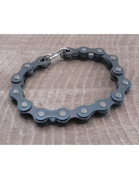 Pulsera Amigaz Cadena de Moto Negra 8 Pulgadas